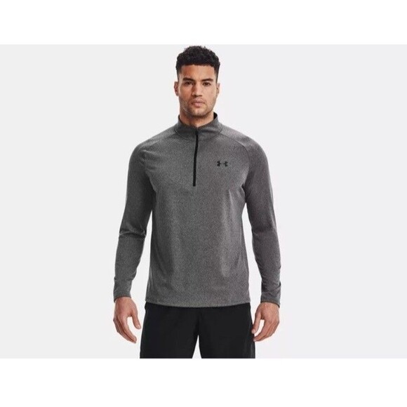 Under Armour Mens Tech 1/2 Half Zip Top Gym Training Running Golf Gray Large New - Picture 1 of 13